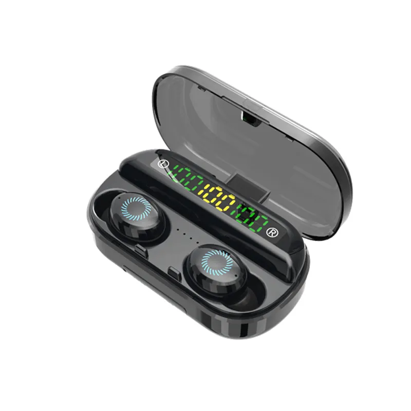 V10 TWS trådlösa hörappar Bluetooth 5.0 Hörlurar 3 LED-skärm IPX7 Vattentäta öronskydd med MIC Laddningsfodral för mobiltelefon