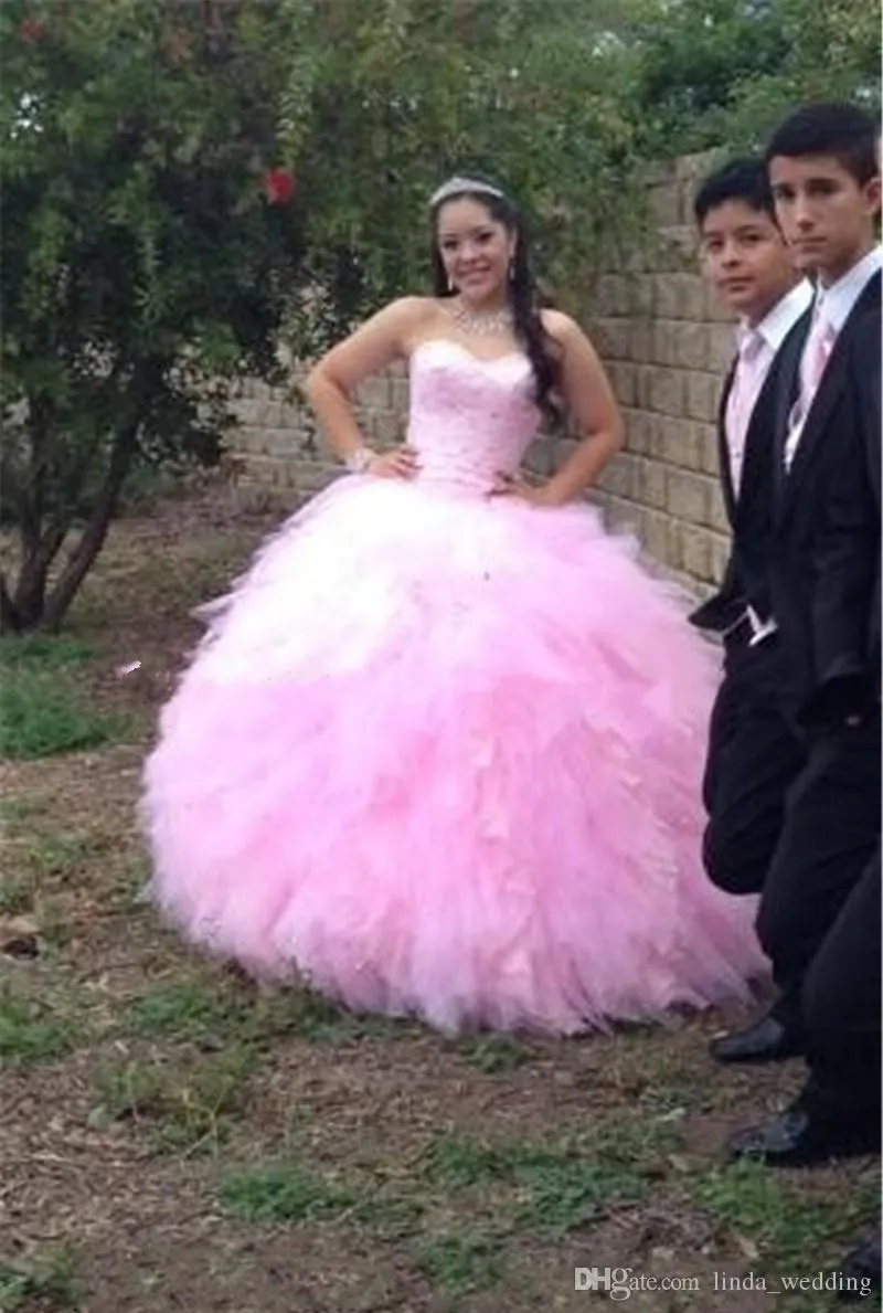 Pink Quinceanera Ball plus size bridal gowns Dress with Princess Sweetheart Ruffles Customizable Plus Size for Sweet 16 Girls Prom Party and Pageant