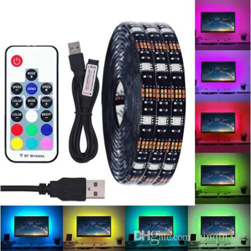 DC5V USB LED Strip 5050 Waterproof RGB LED Light Flexible 50CM 1M 2M 3M 4M 5M add Remote For TV Background Lighting