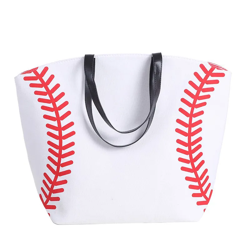 Super stor högkvalitativ softball baseball canvas bomull tjejer tote bags team spelare tillbehör gula vita handväskor