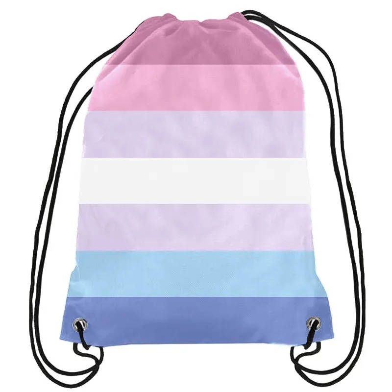 Sac LGBT Arc-en-Ciel Cordon Sac À Dos Fierté Gay Rose LGBT Sac Cadeau De Sport Personnaliser 35x45cm Polyester Impression Numérique pour Femmes Enfants Tra