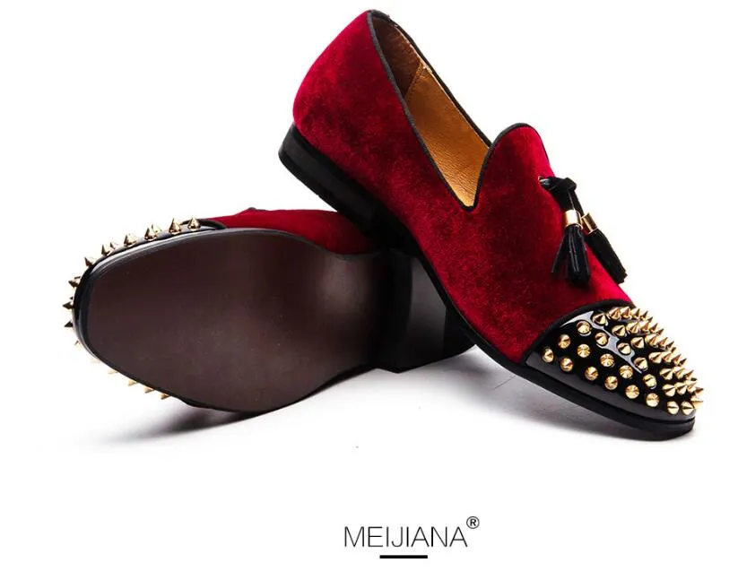 Mens slip-on leather loafers with rivet design, black and  display picture 1