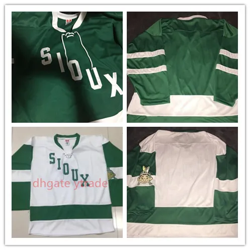 Herren 1959 North Dakota Fighting Hockey Jersey Grün Weiß Vintage Sioux Jerseys Blanko Benutzerdefinierter beliebiger Name Stickerei Ed