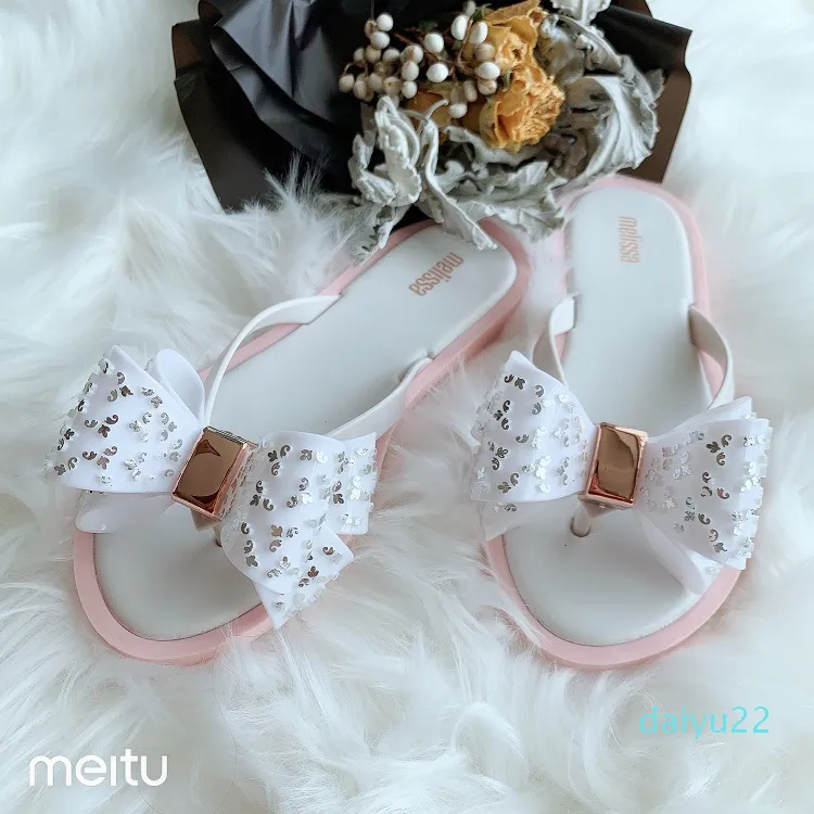 Hot style -2020 New Melissa Women Slippers Bow Slides Summer Beach Shoes Woman Slippers Adult Ladies Melissa Sandals 36-39