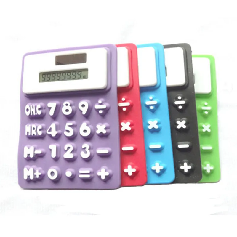 wholesale Mini Silicone Calculator Solar Powered Foldable Magnetic Student  Calculator Card for School and Office (Black)