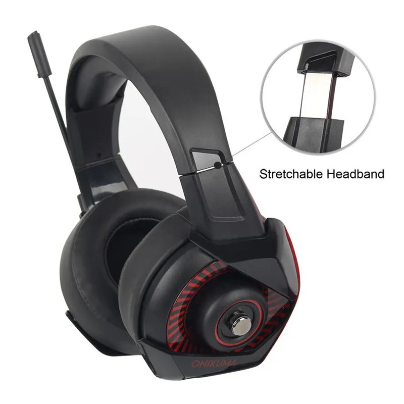 K6 Hörlurar Gaming Headset 3.5mm Wired Over Ear Buller Avbryta E-sport med mikrofon LED Light Gamer Headphone