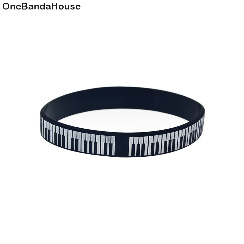 1 pc piano chaves pulseira de silicone preto e branco grande para usar em qualquer presente benefícios para concerto de música
