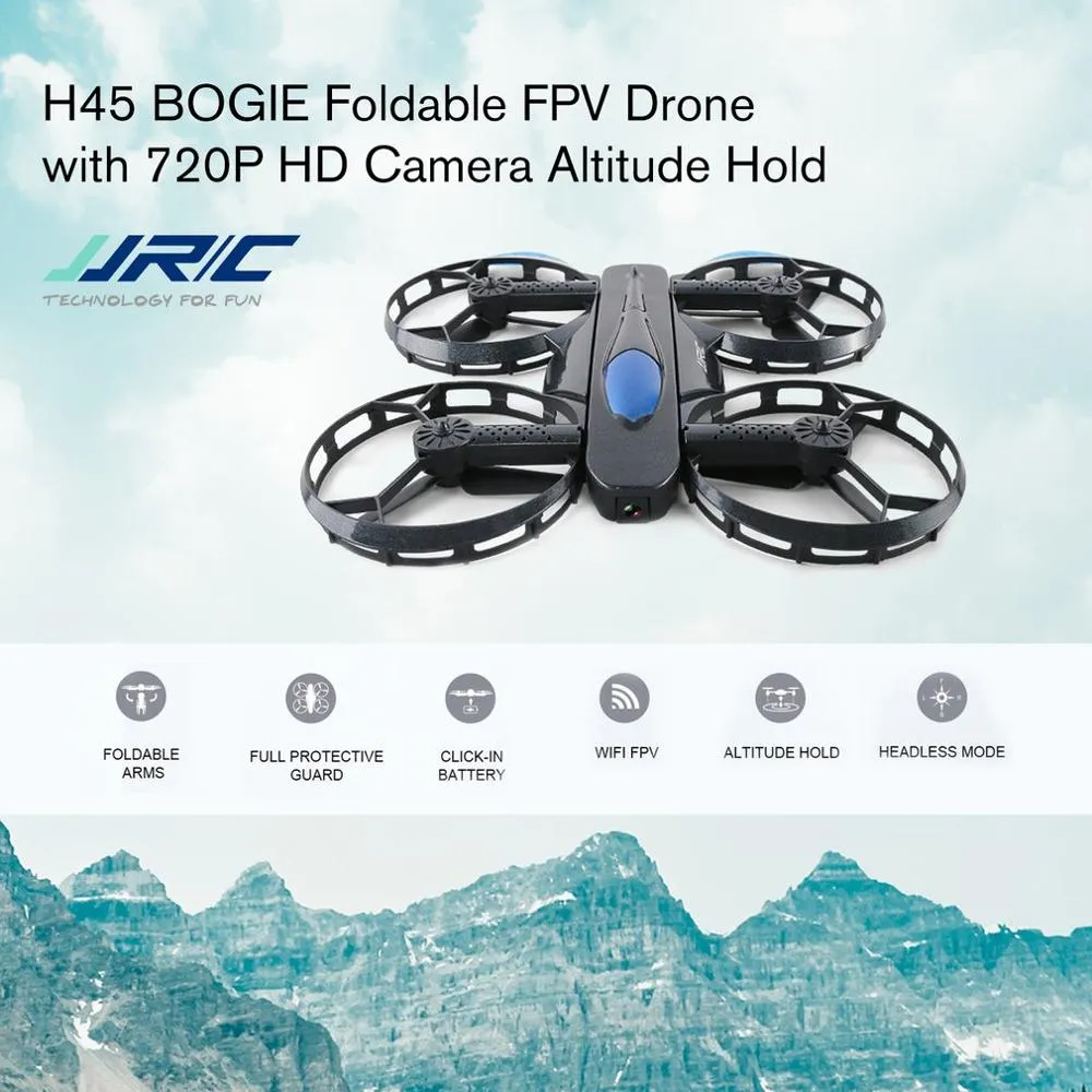 Drone RC pieghevole JJRC H45, velivolo FPV HD 720P WIFI, quadricottero con controllo vocale, UAV di volo traiettoria, luci a LED, regali di Natale per bambini, 2-1