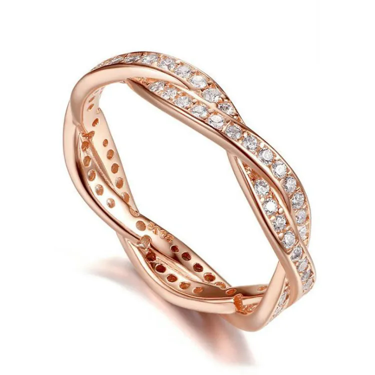 Wholesale-Womens 925 Sterling Silver CZ Diamond RING Set Original Box for Pandora Luxury Fashion winding Wedding Gift Ring