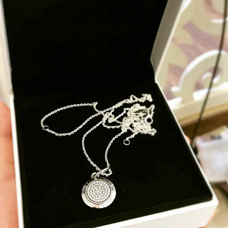 Pendentif Argent Sterling 925 Disque Diamants Naturels - Nouvel An Noël - Fait Main