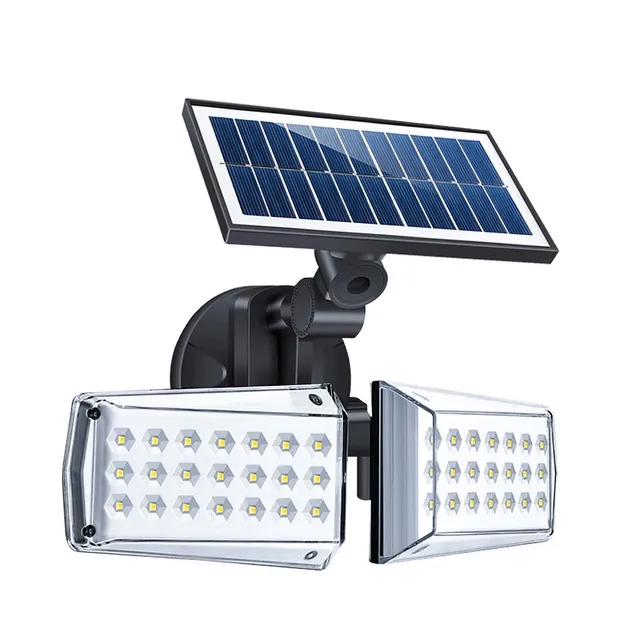 20W 42LED 80COB Dubbel Head Solar Light IP65 Vattentät Vägglampa Radar Mikrovågsugn Induktion Ljus Roatable Utomhus Trädgårdslampa