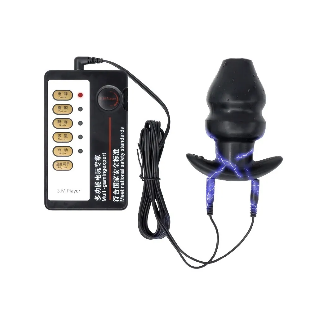 Electro Shock Creux Plug Anal Silicone Perles Anales Sex Toys Butt Plug Vibrateur Gode Masturbateur Vagin Masseur Jouets Érotiques Y19060602