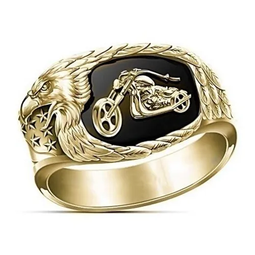 8pcs vendita calda moda oro argento hip hop uomini moto anelli da moto uomo compleanno festa gioielli regali anelli taglia 7-14