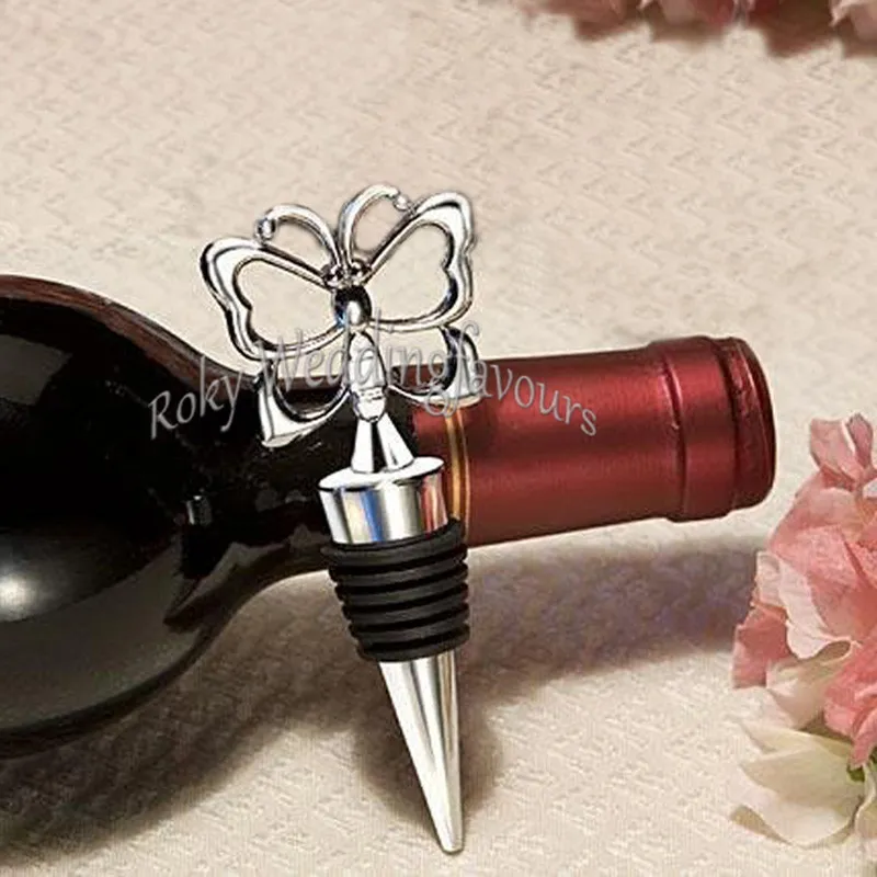 30 pièces Chrome papillon vin bouchon faveurs douche nuptiale événement souvenir papillon thème fête cadeaux anniversaire cadeaux idées