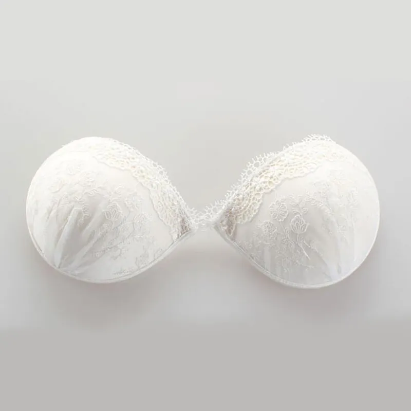 Sexy Embroidery Lace Bras Push Up Half Cup Bra for Women Wedding Dresses Silicone Invisible Underwear Seamless Strapless White Pin8610289