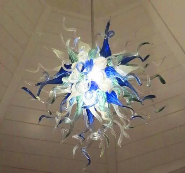 Lâmpadas alto teto teto feitos candelabros de vidro iluminação para casa arte decoração cobalto azul branco cor candelabro