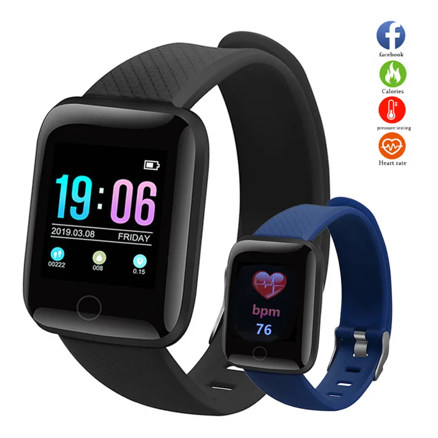 Reloj inteligente 116plus con pantalla táctil a Color, pulsera inteligente resistente al agua, frecuencia cardíaca, presión arterial, sueño, pulsera para Android IOS D13