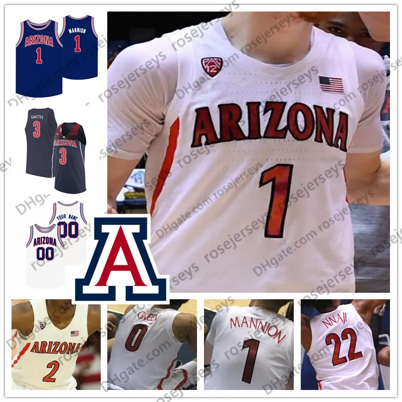 Personnalisé Arizona Wildcats 2020 Basketball Rouge Bleu Marine Blanc 0 Josh Vert 1 Nico Mannion 22 Zeke Nnaji Hommes Jeunesse Kid Jersey 4XL