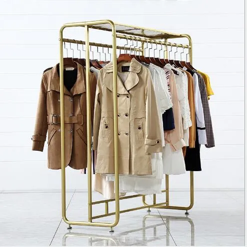 Clothes store hanger Bedroom Furniture display rack Double-row parallel bars floor-to-floor women's cloth shop shelves Nordic304K