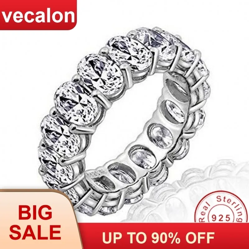 Vecalon Promise Wedding Bands Ring 925 Sterling Silver Oval Cut 5a Zircon Cz 약혼 반지 남성 손가락 보석 J190704