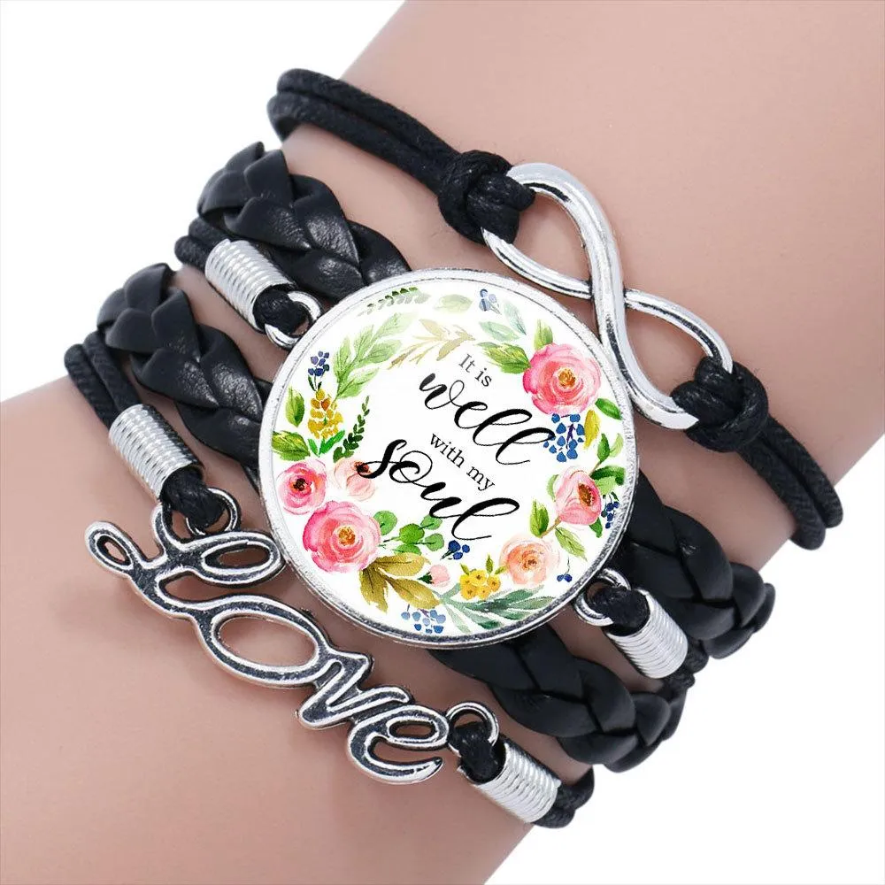 Multi Layered Leather Bracelet With Christian Scripture Charm And Glass Cabochon Perfect For Women And Men Bulk Fashion Mothers Day Jewelry From Goodluck92081 0.68 DHgate.Com