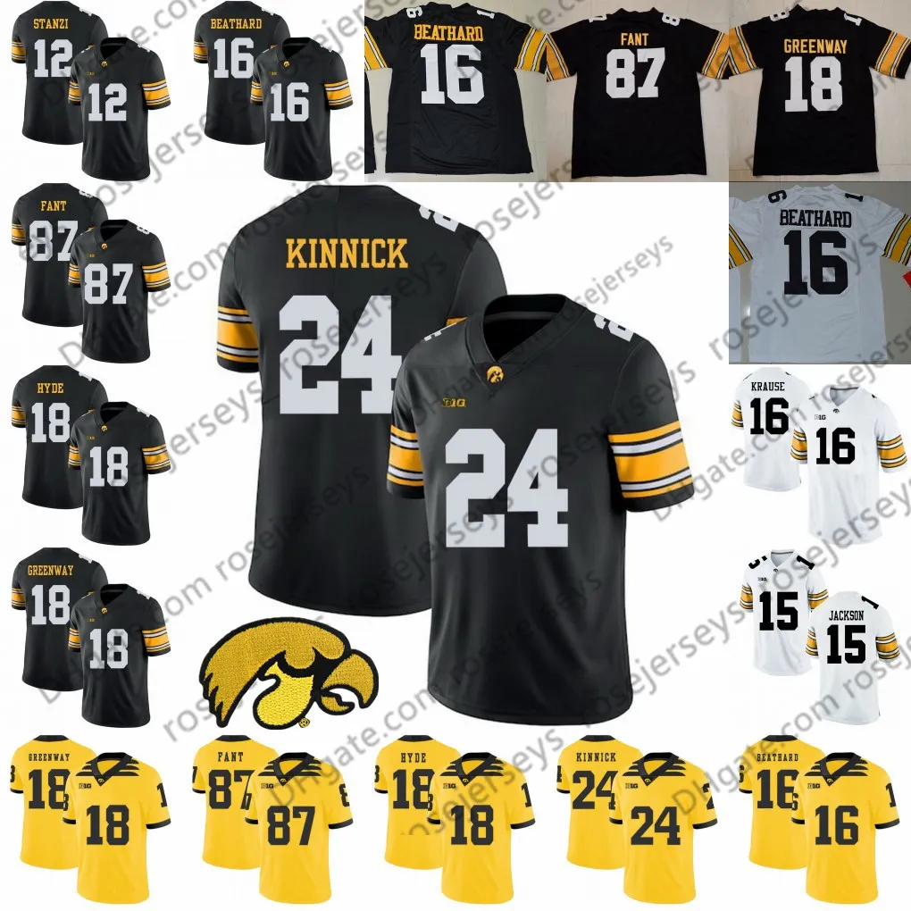 Maglia Iowa Hawkeyes #3 Tyrone Tracy Jr. 16 CJ Beathard Paul Krause 18 Chad Greenway Micah Hyde 24 Nile Kinnick 87 Noah Fant Maglia