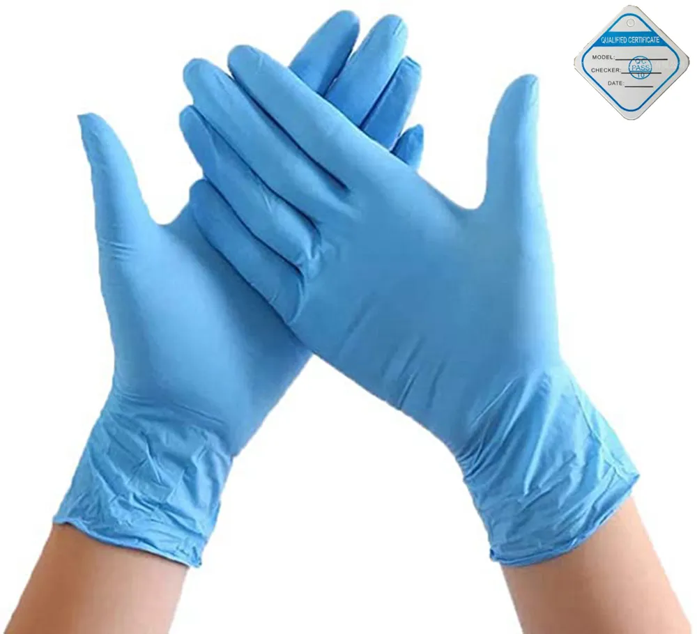 100 pz/scatola gomma nitrilica confortevole monouso guanti in nitrile guanti da esame guanti senza polvere blu chiaro