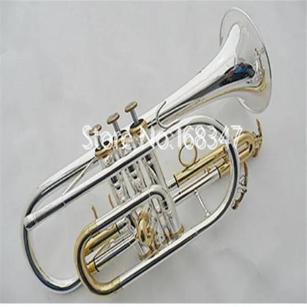 New Brand Cornet B Flat Sliver Plated Brass Keys Musical instrument With Case Accessories Free Shipping