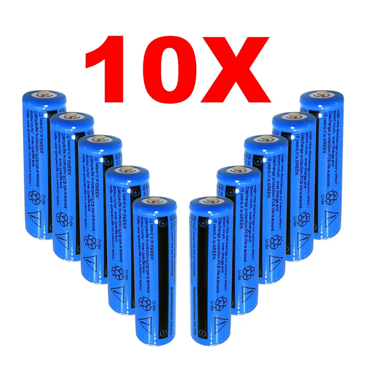 Paquet de 10 Batteries Li-ion rechargeables 3000mAh, batterie 18650, 3.7v, 11.1W, BRC, non AAA ou AA, pour lampe de poche, torche Laser