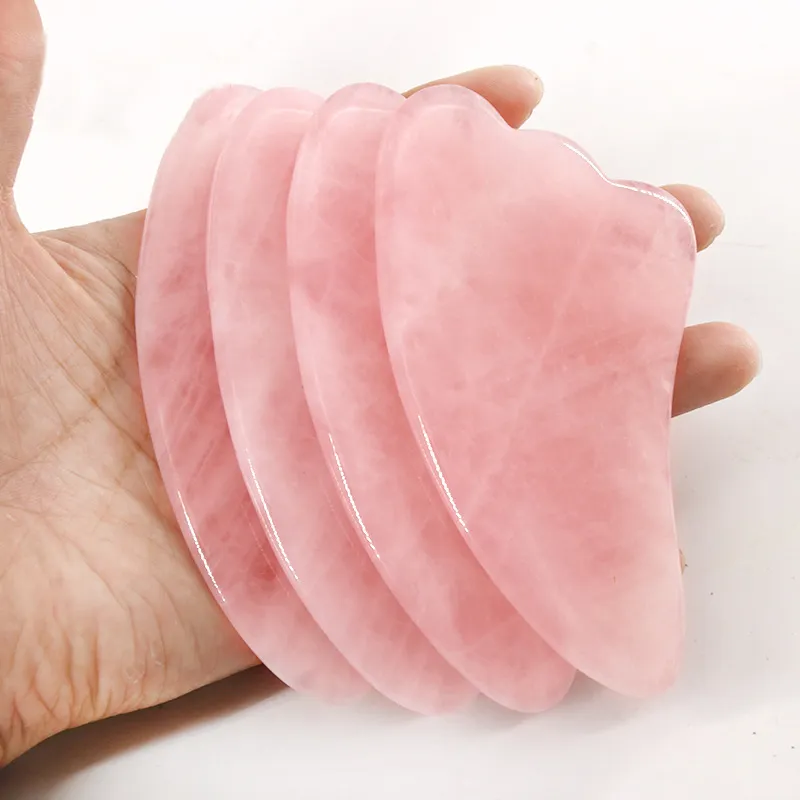 Tamax JD015 Rose Quartz pink Jade Guasha Board Natural Stone Scraper Chinese Gua Sha pad