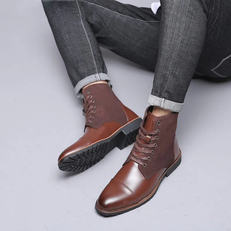 Zapatos de invierno para hombre 2019 botines occidentales botas de cuero para hombre botas militares para hombre bota masculina