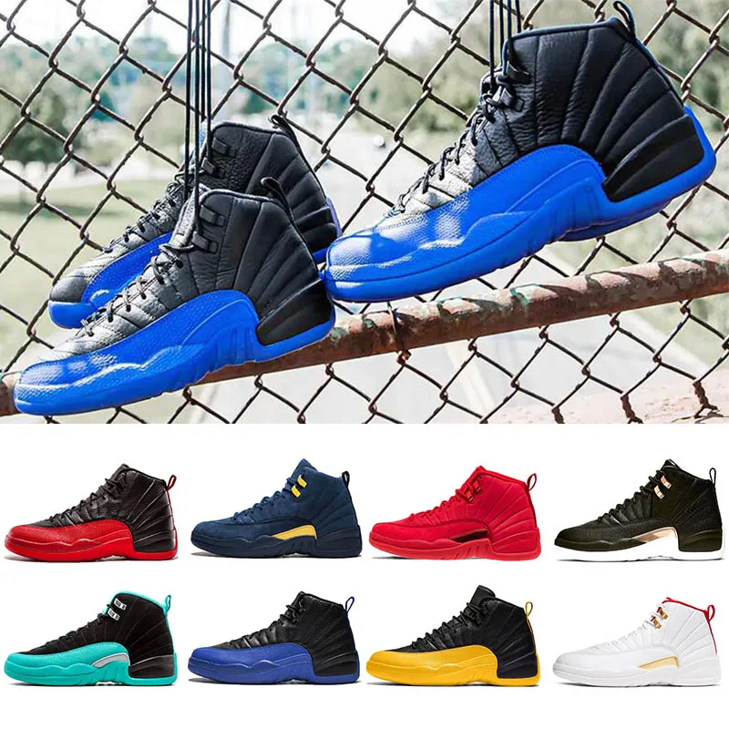 2020 Nike Air Jordan Retro Negro zapatos de baloncesto del mens 12 Universidad de oro 12s XII Hyper Jade reptil hombres medianoche UNC zapatos de diseño de zapatillas