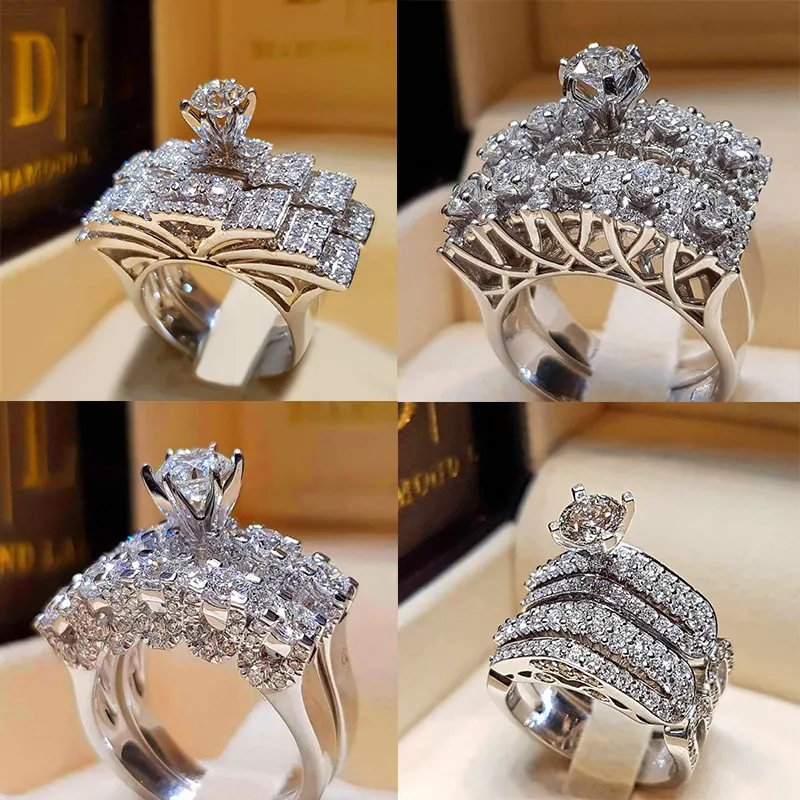 CPSLOVE Bagues De Couple Élégantes En Argent 925 Avec Fleur En Diamant - Tailles Réglables Pour Homme Et Femme, Idéal Mariage Saint-Valentin Noël