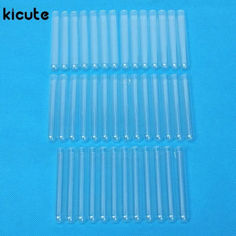 Wholesale- Kicute 40pcs/lot 13x100mm 10ml Borosilicate Transparent Glass Test Tubes U Shape Bottom School Supplies Lab Equipment