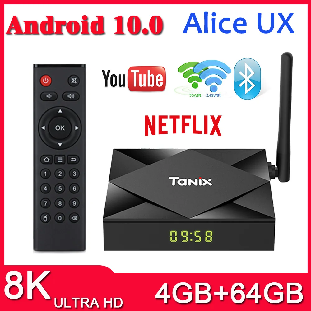 New TX6S TV Box Android 10.0 H616 4GB 64GB 2.4G 5G WiFi BT Set Top Box