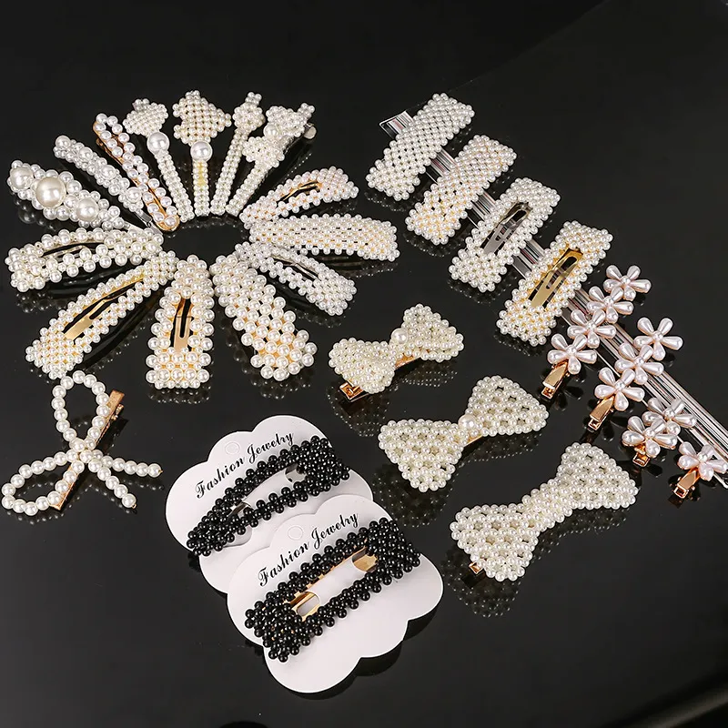 Cute Woman Design Pearls Hairpins Kreatywny Dziewczyna Klipy Włosów Baby Barrettes Lady Party Włosów Biżuteria Akcesoria Prezent Mieszane Wysłane