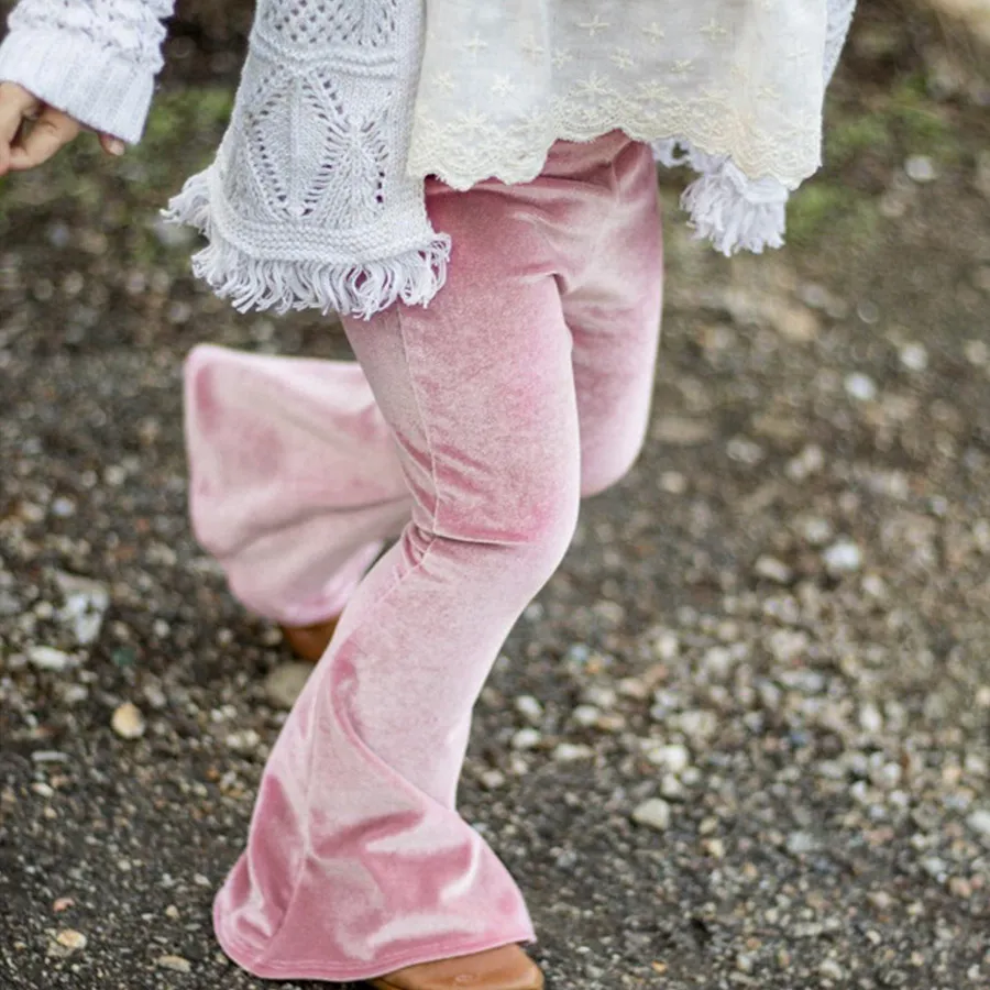 Pantalones acampanados para niña Ins Leggings para niña Pleuche Pantalones para niños Pantalones Vino sólido rojo Medias delgadas Otoño Primavera 1-5 años RRA1937