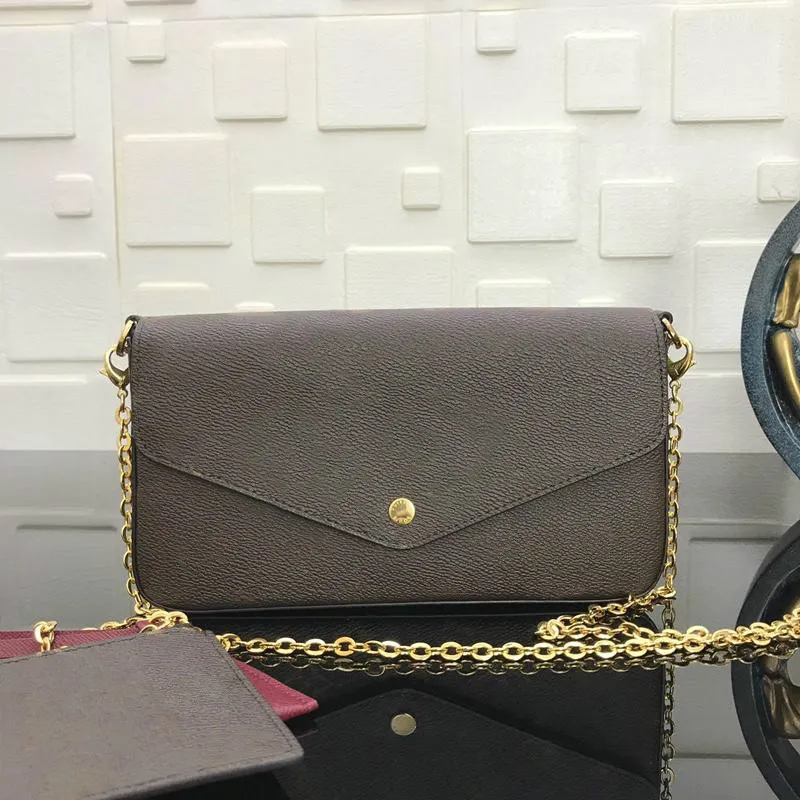 kutu marka eski tasarımcı hobo kadın omuz çantası gümüş zincir çanta Tote debriyaj çanta çanta POCHETTE FeLICIE çıkarılabilir zincir M61276 ile