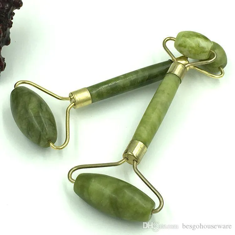 Facial Massage Jade Roller Dubbele Hoofd Massage Gezicht Neck Massager Natural Jade Schoonheid Gezondheid Gereedschap Voorkomen Rimpels Massage Roller BH1722TQQ