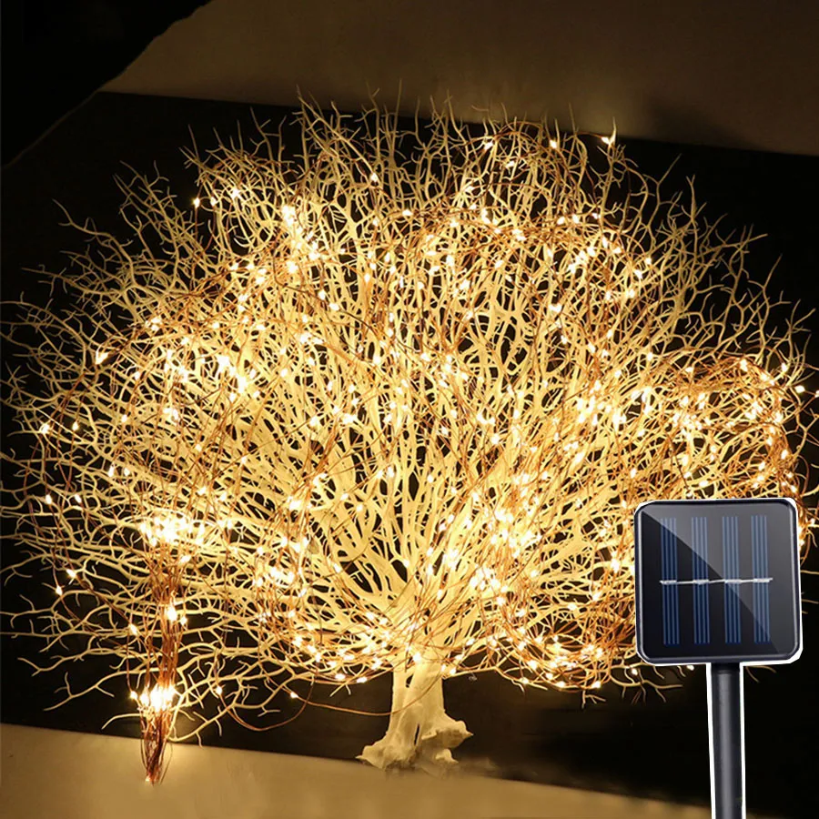 Outdoor 2Mx10 200LED Decorazione solare del giardino Vines Garden Fence Tree LED String Fairy Branch Light