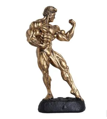 New Male Bodybuilder Resin Painted Statue Men Sexy Fitness Gym Figure Muscle Bodybuilding Free shipping
