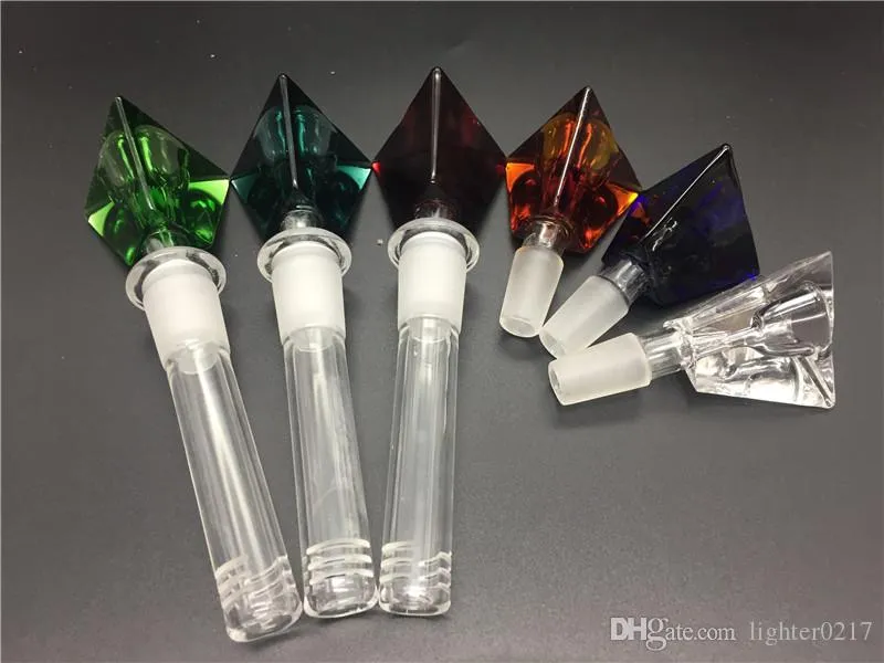 3D diamant Triangle 4 pouces verre Downstem diffuseur réducteur 18mm mâle verre vers le bas tige avec bol de tabac coloré pour tuyau de bang d'eau