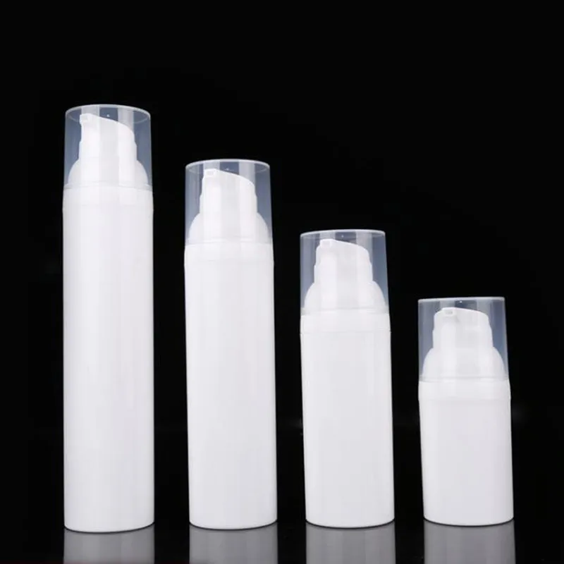 30ml 50ml 75ml 100ml Travel PP white airless lotion pump bottle with plastic pump Refillable Airless bottle F2959