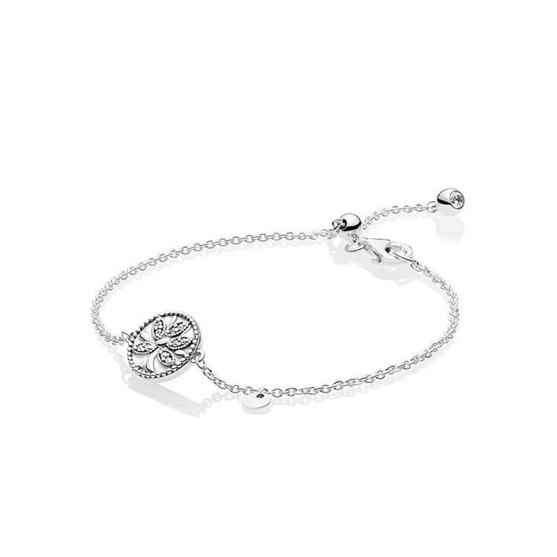 Sparkling Family Tree Slider Bracelet NEW 925 Sterling Silver Hand Chain Pendant Bracelet Original Box for Pandora Bracelets