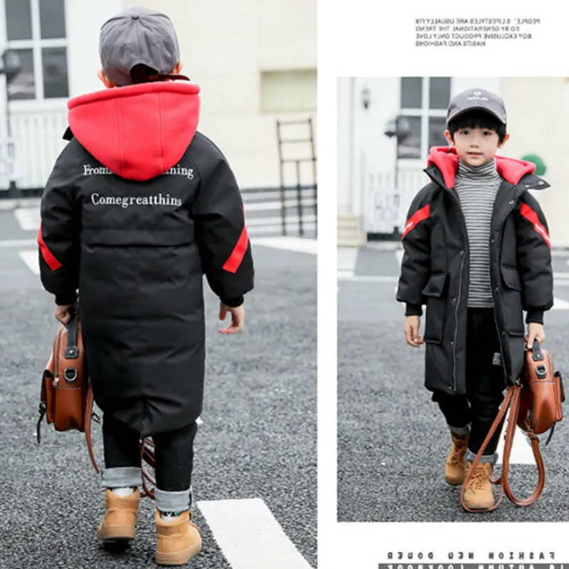 Enfants veste d hiver pour garcon 2019 garcon vetements chaud hiver vers le bas coton veste a capuche manteau adolescent epaissir vetements