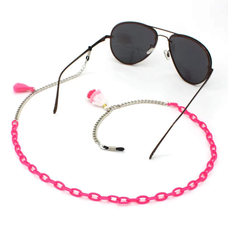 Acrylic Alloy Chain String Tassel Sunglasses Chains Necklace Reading Glasses Cord Holder Neck Strap Rope for Eyewear
