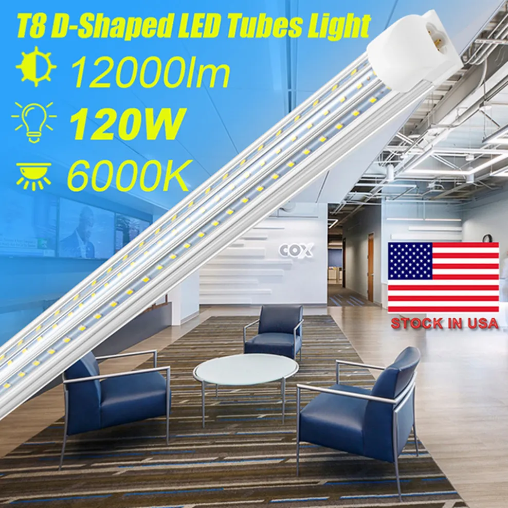 SUNWAY-CN ,Shop light Cooler Door LED Integrated Tube 4FT 8FT LED T8 72W 120W LED Tube Light D / V Shape Fluorescent Tubes Lights