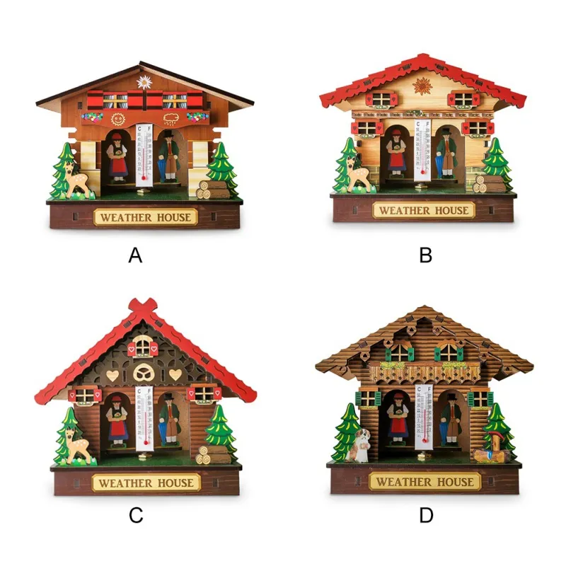 Wall Mounted Wooden Dolls House Miniature Accessories Building Weather Stations Toy DIY Crafts Furniture Kit for Weather House