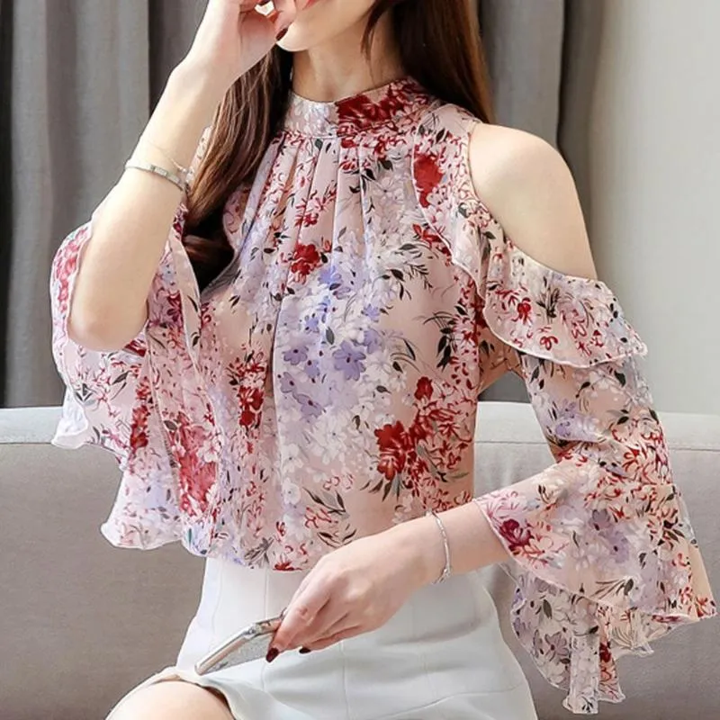 Camicette Da Donna Camicie 2021 Summer Floral Floral Off Spalla Blusa Moda  Donna Camicia Chiffon Camicia TurtrleNeck Ufficio Lady Elegante Farfalla  Manica Da 20,72 €