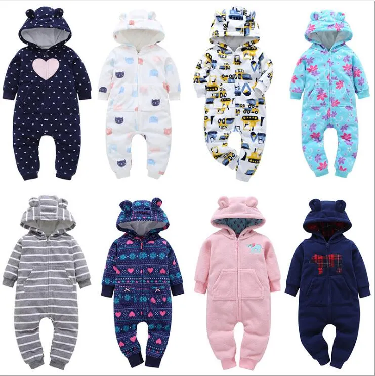 Kids Designer Odzież Pajaczki Fleece Winter Jumpsuits Plaid Cartoon Onesie Zwierząt Drukowane Z Długim Rękawem Wiosna Jesień Wspinaczka Ubrania B6671